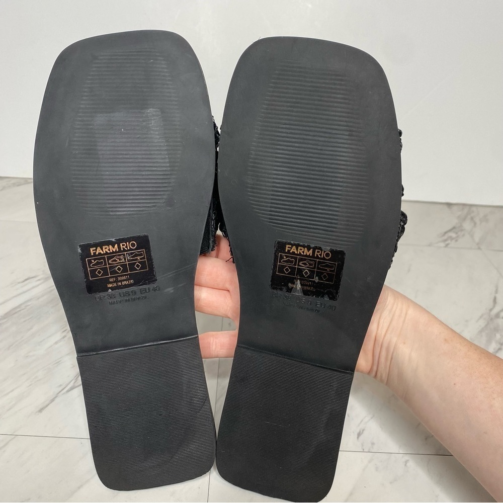 Farm Rio Black Ruffle Square Toe Slide Sandal 9 - Picture 12 of 13